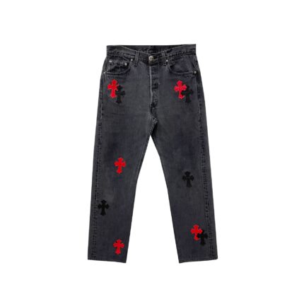 Chrome Hearts Levi's 501 Black Red Cross Patch Grey Jeans