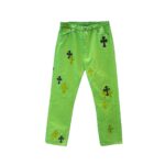 Chrome Hearts Levi's 501 Sex Record Cross Patch Green Denim Jeans