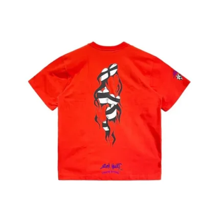 Chrome Hearts Matty Boy Red Flame Hearts Short Sleeve Tee