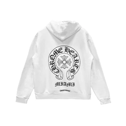 Chrome Hearts Miami Exclusive Horseshoe Logo White Pullover Hoodie