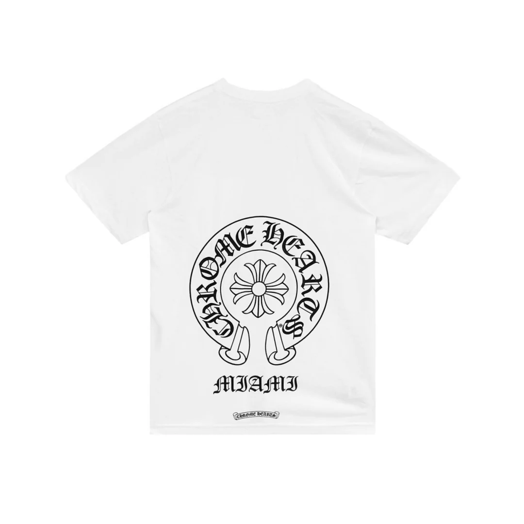 Chrome Hearts Miami Exclusive White Horseshoe Short Sleeve Tee Chrome Hearts Miami Exclusive White Horseshoe Short Sleeve Tee