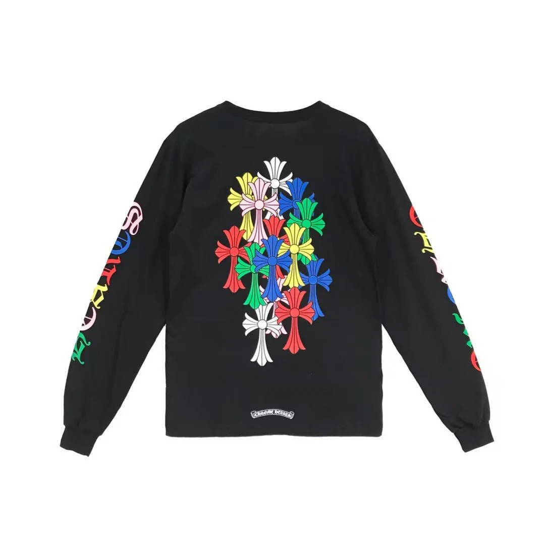 Chrome Hearts Multi Color Cross Logo Black Long Sleeves T-shirt Chrome Hearts Multi Color Cross Logo Black Long Sleeves T-shirt
