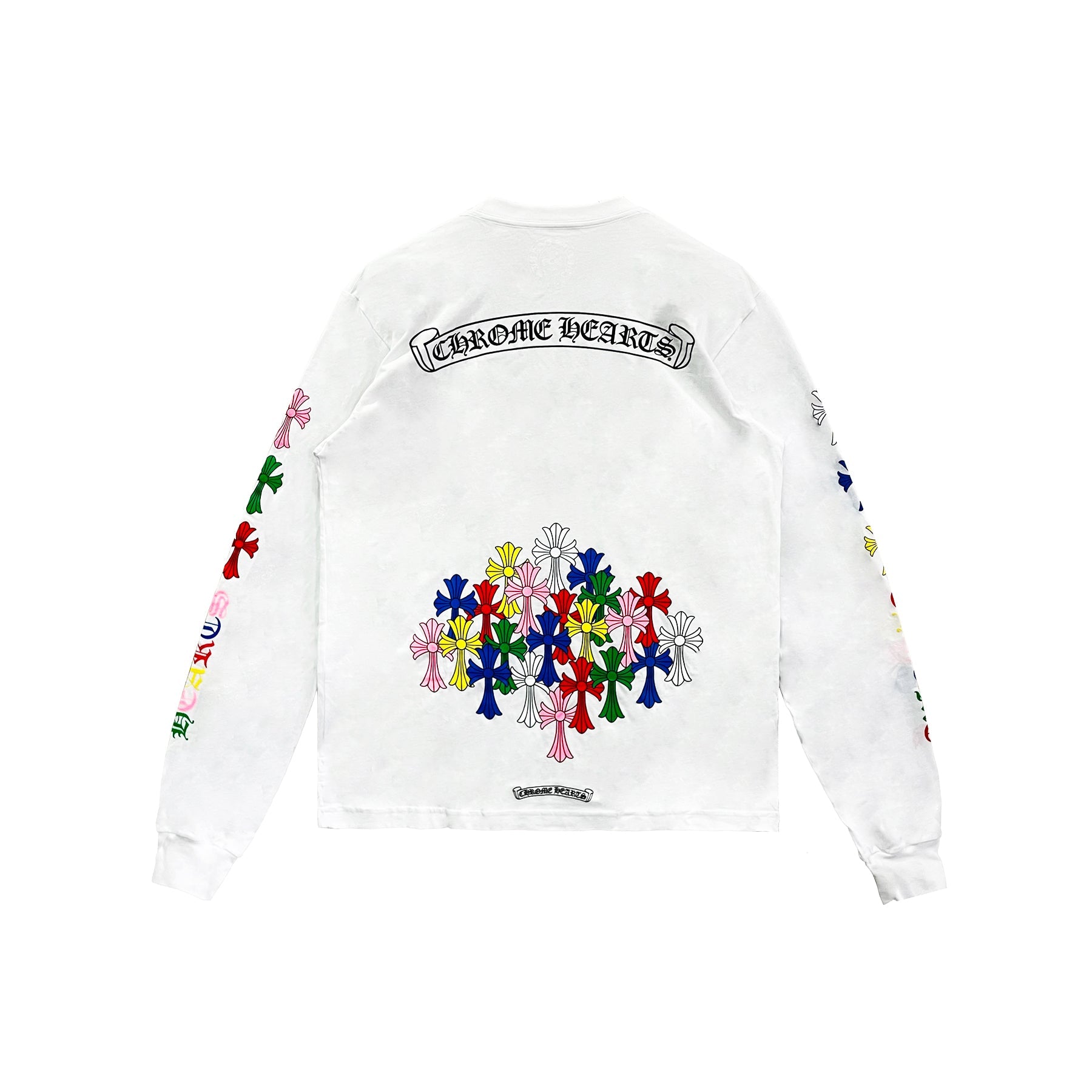 chrome-hearts-multi-color-cross-logo-scroll-sweatshirt-1400598.jpg Chrome Hearts Multi Color Cross Logo Scroll Sweatshirt - Image 1