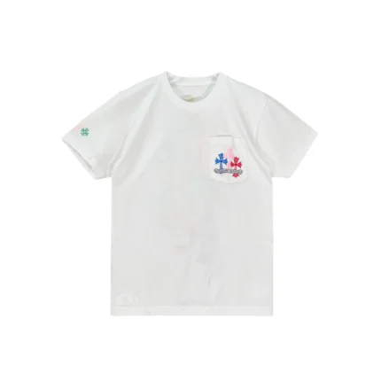 Chrome Hearts Multi-Color Cemetery Cross White Short Sleeve T-Shirt Tee