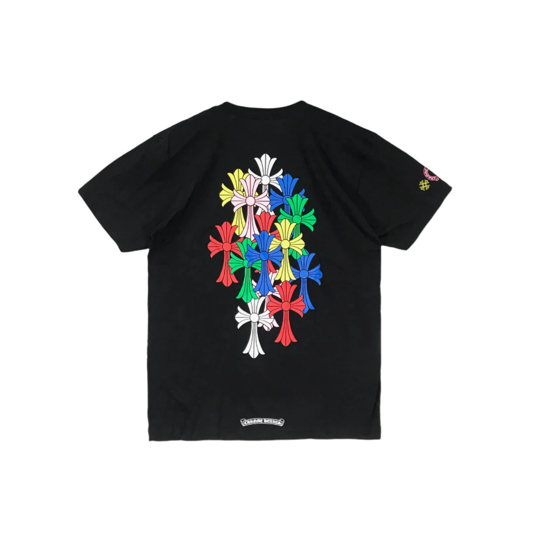 Chrome Hearts Multi-Color Cemetery Cross Black Short Sleeve T-Shirt Tee Chrome Hearts Multi-Color Cemetery Cross Black Short Sleeve T-Shirt Tee