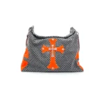 Chrome Hearts Orange Cross Patch Pony Hair Checkerboard Lyon Bag