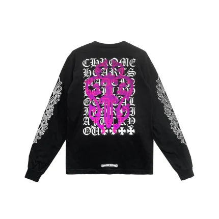 Chrome Hearts Pink Dagger Script Logo Long Sleeves Tee