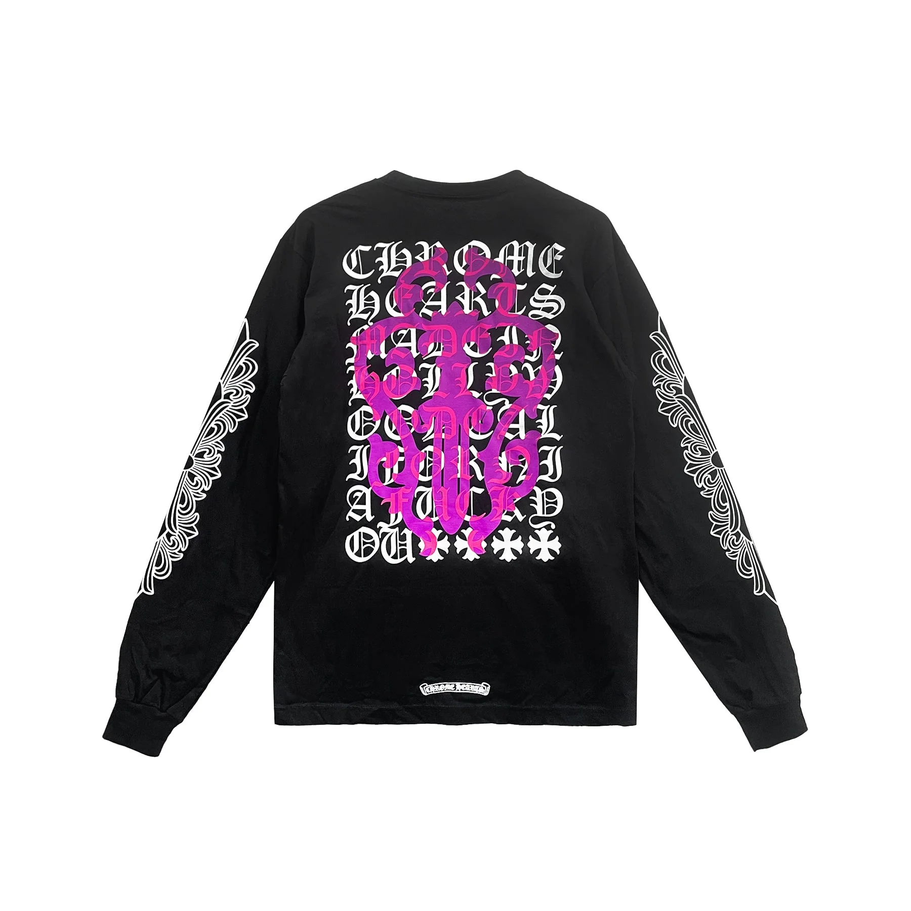 Chrome Hearts Pink Dagger Script Logo Long Sleeves Tee Chrome Hearts Pink Dagger Script Logo Long Sleeves Tee
