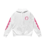 Chrome Hearts Pink Horseshoe Floral Sleeve Pullover Hoodie