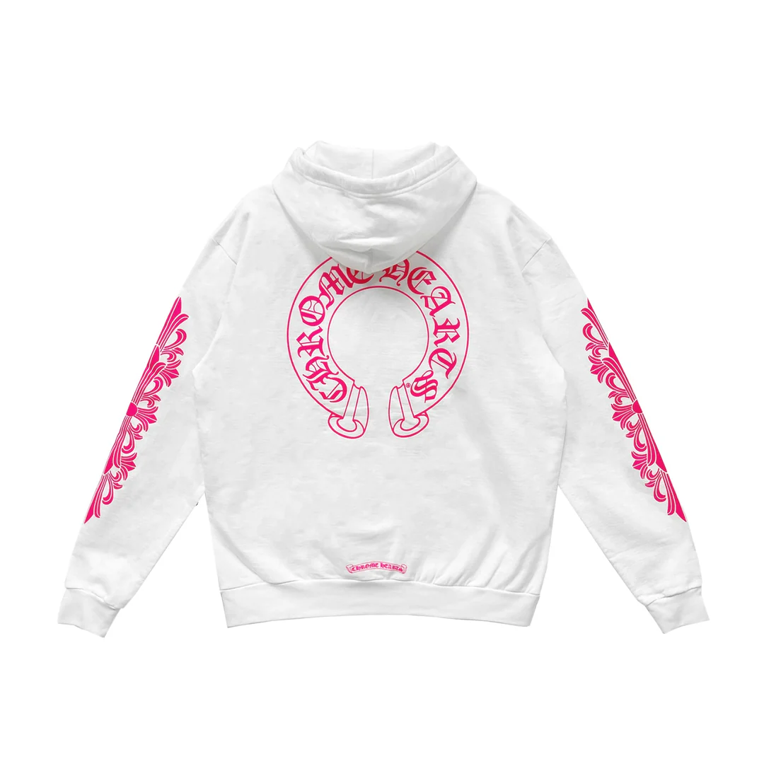 Chrome Hearts Pink Horseshoe Floral Sleeve Pullover Hoodie Chrome Hearts Pink Horseshoe Floral Sleeve Pullover Hoodie