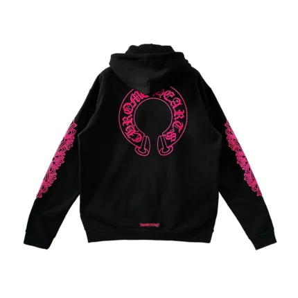 Chrome Hearts Pink Horseshoe Floral Sleeve Zip Up Hoodie