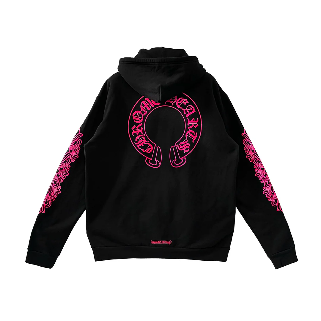 Chrome Hearts Pink Horseshoe Floral Sleeve Zip Up Hoodie Chrome Hearts Pink Horseshoe Floral Sleeve Zip Up Hoodie
