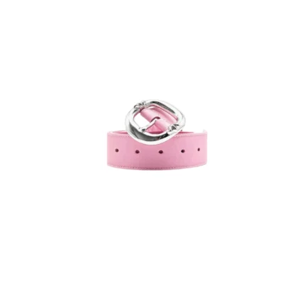 Chrome Hearts Pink Leather Belt with Silver Buckle