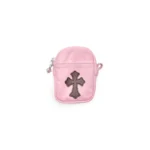 Chrome Hearts Pink Leather Cross Patch Airpod Micro Take Wallet