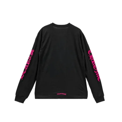 Chrome Hearts Pink Neck Logo Long Sleeve T-Shirt Tee
