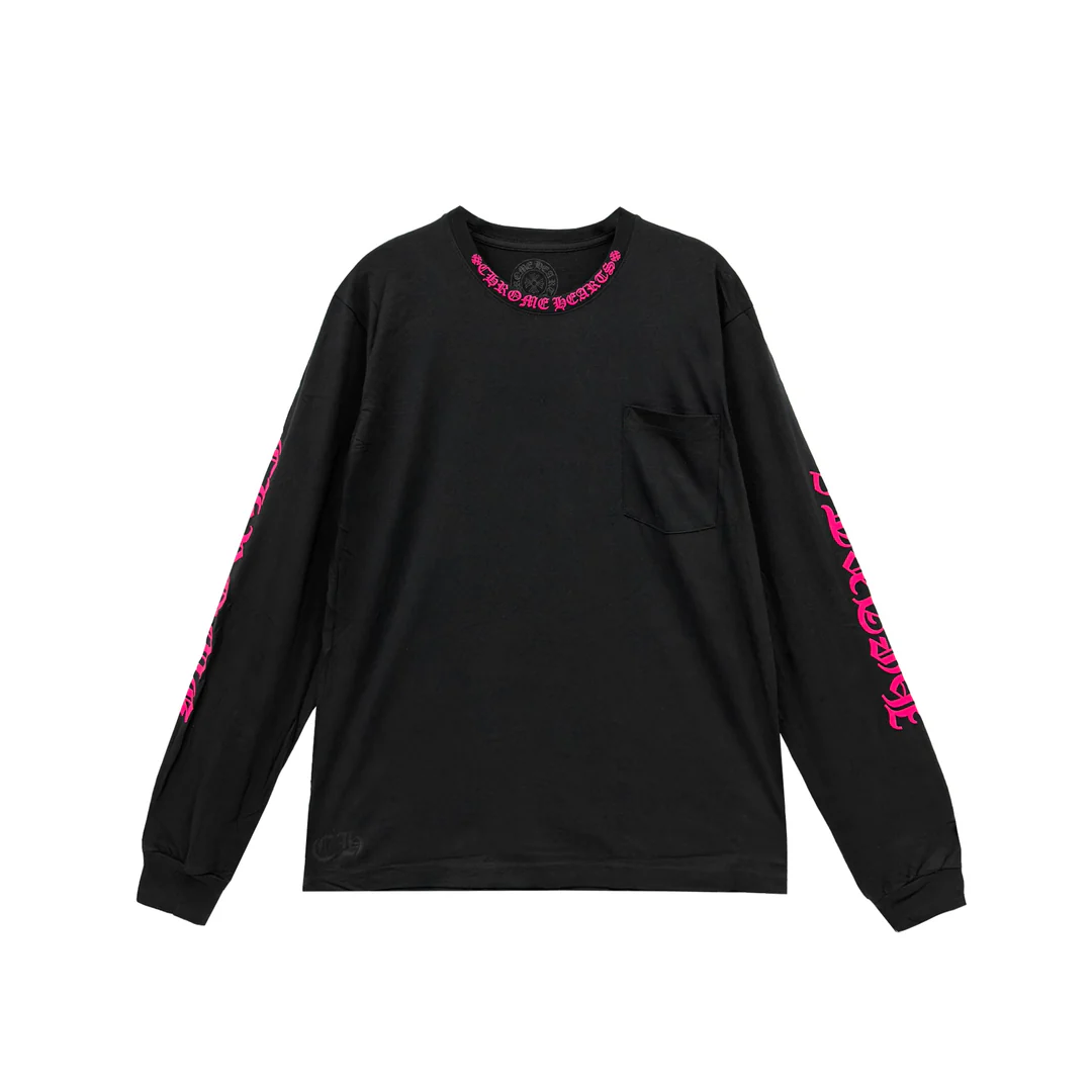 Chrome Hearts Pink Neck Logo Long Sleeve T-Shirt Tee Chrome Hearts Pink Neck Logo Long Sleeve T-Shirt Tee