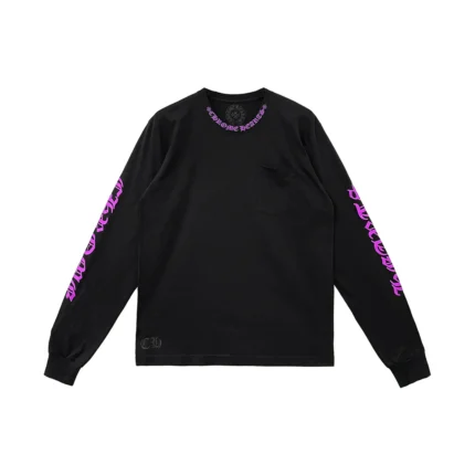 Chrome Hearts Purple Letter Collar Long Sleeve T-Shirt Tee