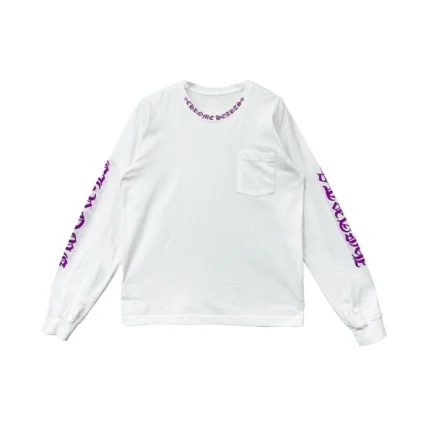 Chrome Hearts Purple Letter Collar Long Sleeve T-Shirt Tee