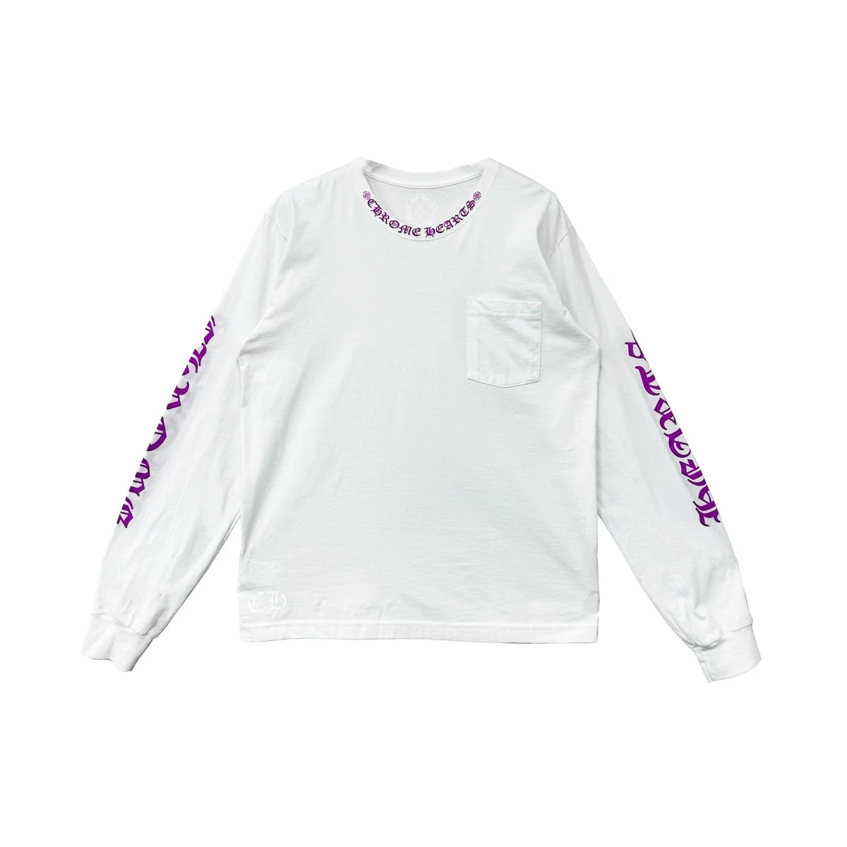 Chrome Hearts Purple Letter Collar Long Sleeve T-Shirt Tee Chrome Hearts Purple Letter Collar Long Sleeve T-Shirt Tee