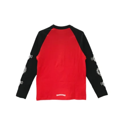 Chrome Hearts Red & Black Horseshoe Cross Logo Long Sleeve T-shirt