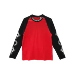 Chrome Hearts Red & Black Horseshoe Cross Logo Long Sleeve T-shirt