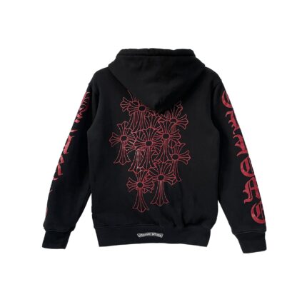 Chrome Hearts Red Dagger Logo Zip Up Hoodie