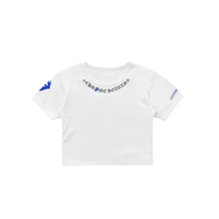 Chrome Hearts Rolling Stones Blue Neck Logo Baby Short Sleeve Tee Shirt
