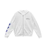 Chrome Hearts Rolling Stones Script Blue Logo Zip Up Hoodie