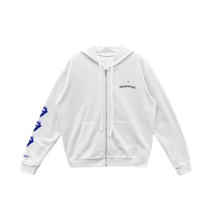 Chrome Hearts Rolling Stones Script Blue Logo Zip Up Hoodie