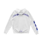 Chrome Hearts Rolling Stones Script Blue Logo Zip Up Hoodie