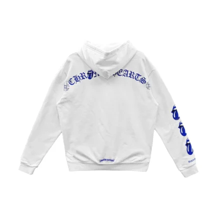 Chrome Hearts Rolling Stones Script Blue Logo Zip Up Hoodie