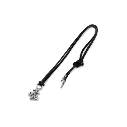Chrome Hearts Silver BS Fleur Leather Braids Chain Necklace