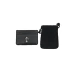Chrome Hearts Silver Cross Black Leather Cardholder