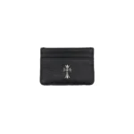 Chrome Hearts Silver Cross Black Leather Cardholder