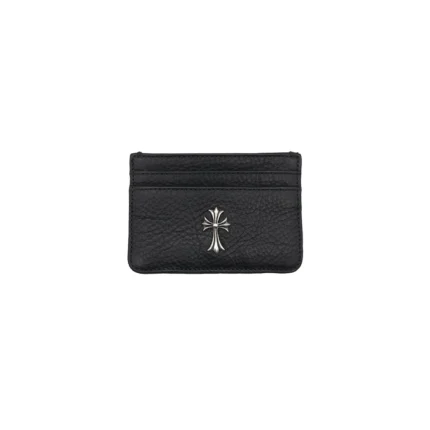 Chrome Hearts Silver Cross Black Leather Cardholder