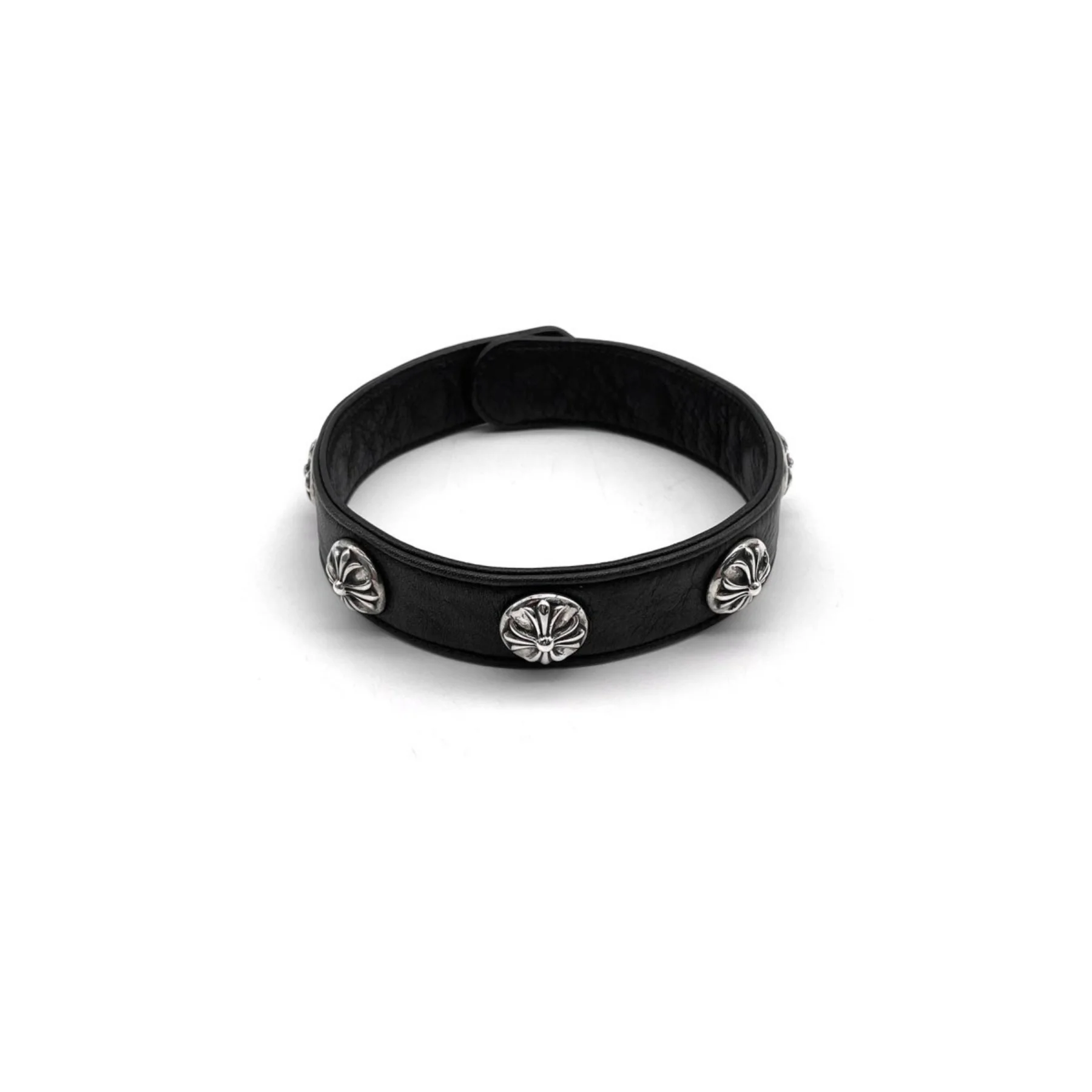 Chrome Hearts Silver Cross Leather Choker Chrome Hearts Silver Cross Leather Choker