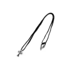 Chrome Hearts Silver Cross Leather Braids Necklace