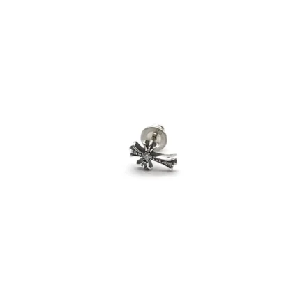 Chrome Hearts Silver Diamonds Cross Earring Stud