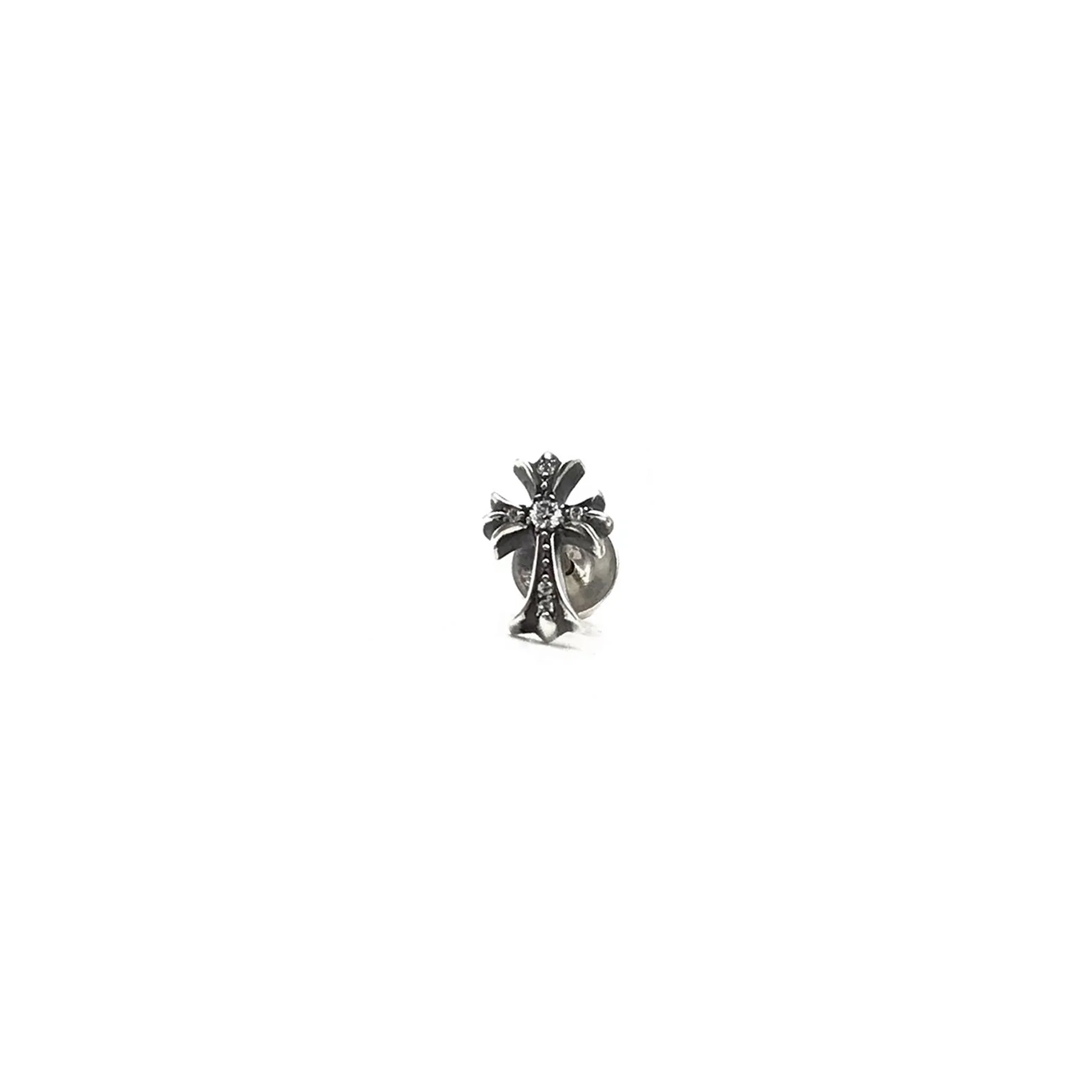 Chrome Hearts Silver Diamonds Cross Earring Stud Chrome Hearts Silver Diamonds Cross Earring Stud