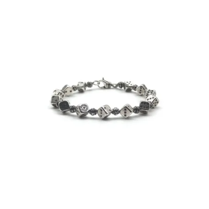 Chrome Hearts Silver Dice Cross Bracelet