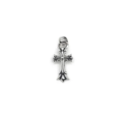 Chrome Hearts Silver Double Cross Charm Pendant