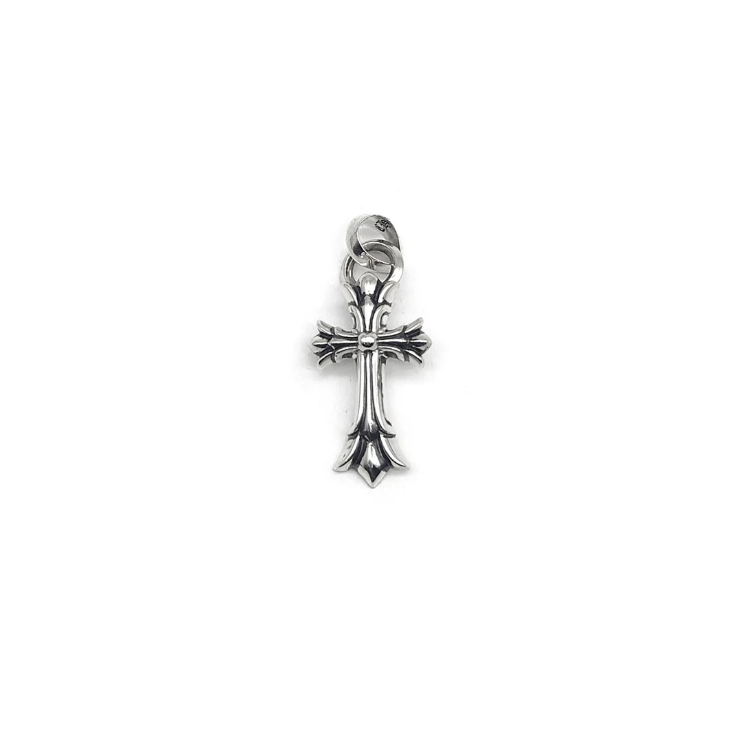 Chrome Hearts Silver Double Cross Charm Pendant Chrome Hearts Silver Double Cross Charm Pendant