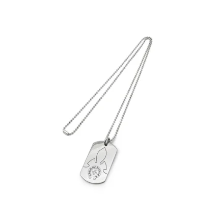 Chrome Hearts Silver Fleur Dog Tag Necklace