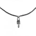 Chrome Hearts Silver Paperchain Necklace With Dagger Pendant