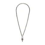 Chrome Hearts Silver Paperchain Necklace With Dagger Pendant