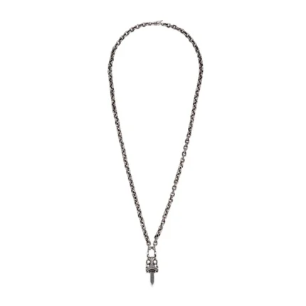 Chrome Hearts Silver Paperchain Necklace With Dagger Pendant