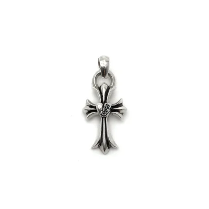 Chrome Hearts Silver Vine Heart Cross Pendant
