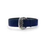 Chrome Hearts Silver Vine Navy Nubuck Classic Belt