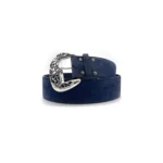Chrome Hearts Silver Vine Navy Nubuck Classic Belt