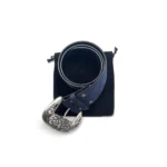 Chrome Hearts Silver Vine Navy Nubuck Classic Belt